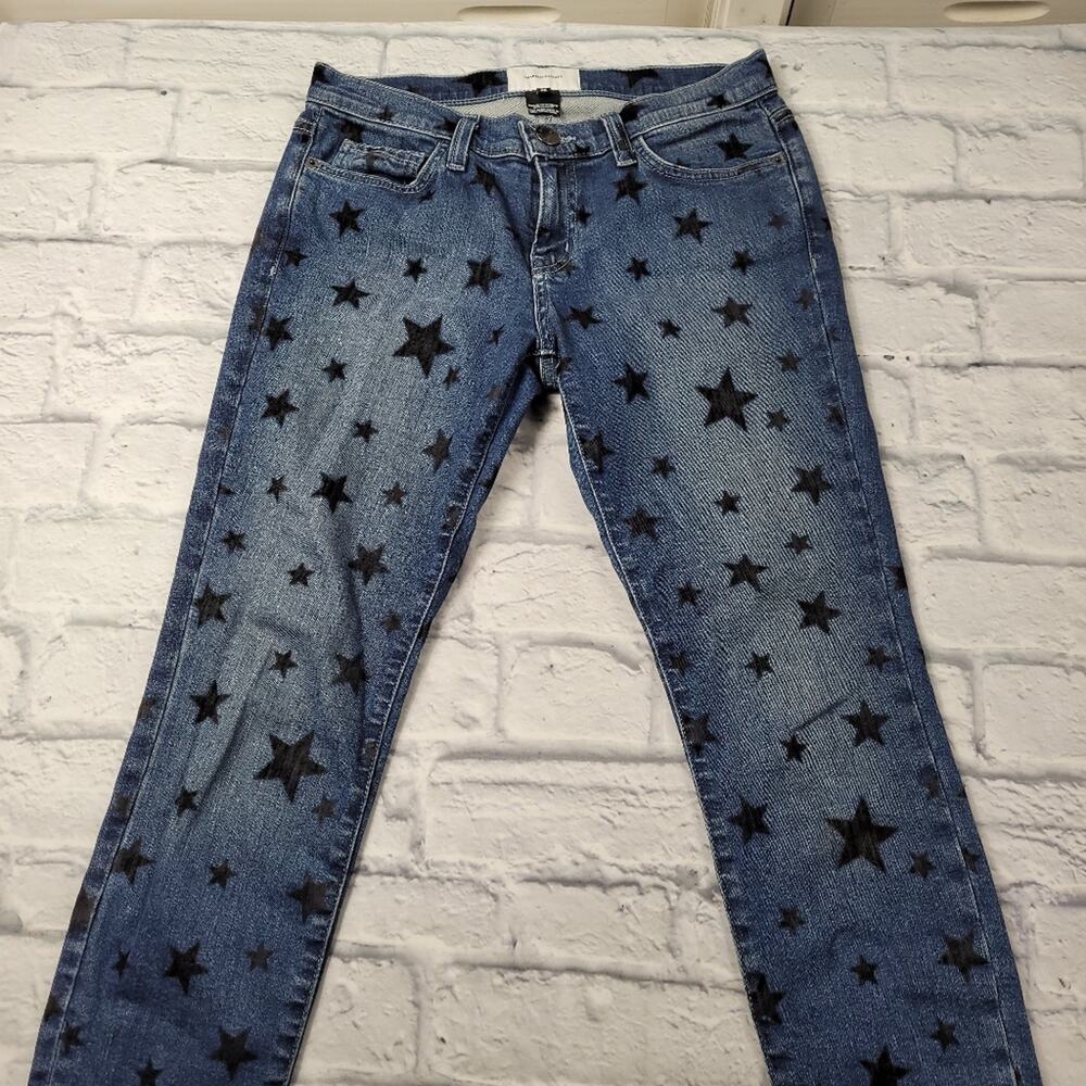 Current/Elliott The Stiletto Flocked Star Skinny Jeans Blue Medium Wash size 26 - Picture 6 of 16